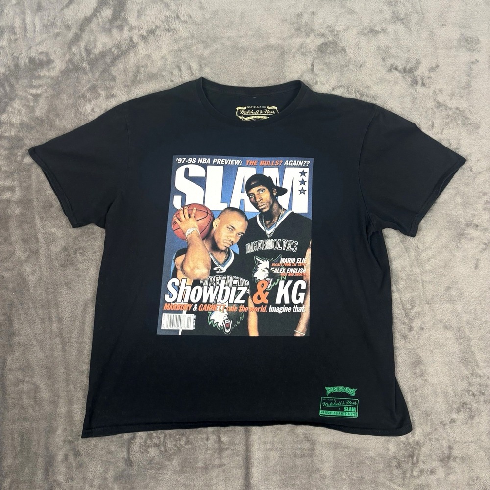 SLAM Garnett Marbury Timberwolves Mitchell & Ness NBA‎ Large Shirt Black